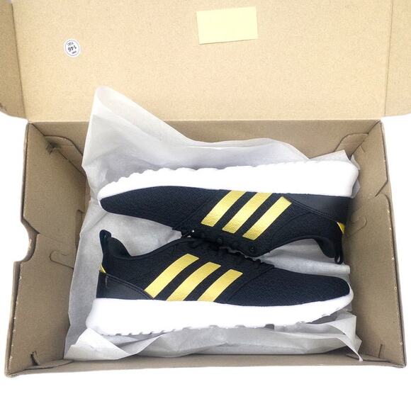 Adidas QT Racer 2.0 Women's Running Shoes Sneakers Black Metallic Gold - Picture 6 of 8